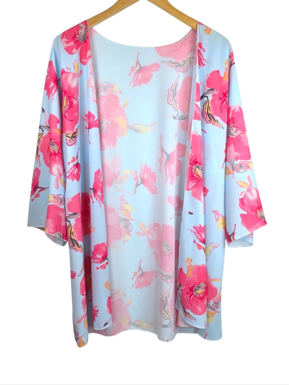 Lightweight Kimono Open Front Coverup Sz M Resortwear Cruise Travel Packable